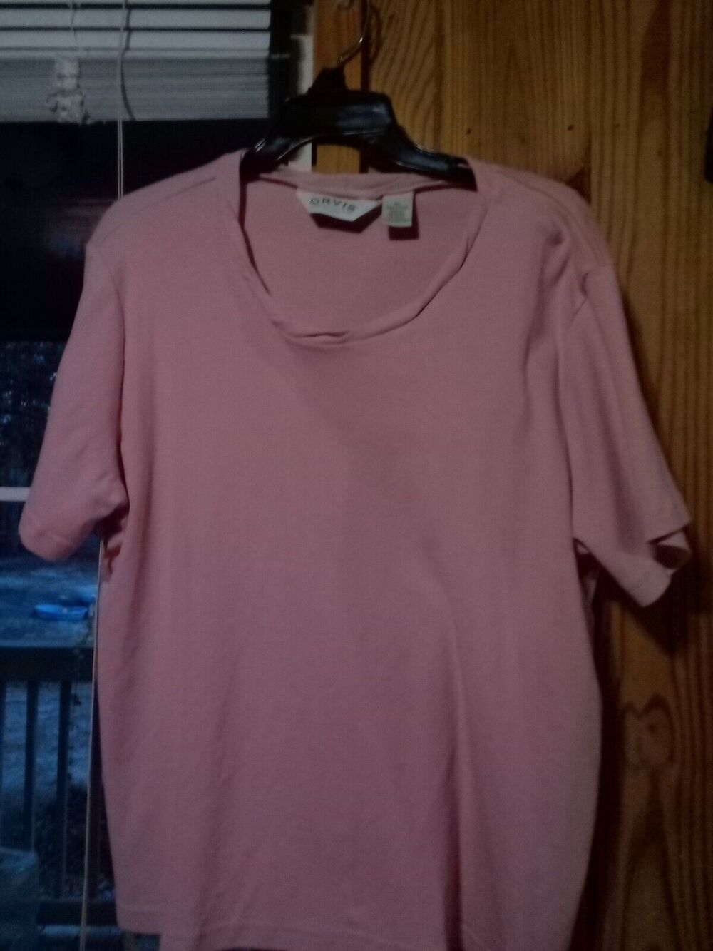 Orvis Womens Short Sleeve Shirt Peach Cotton Top Basic XL